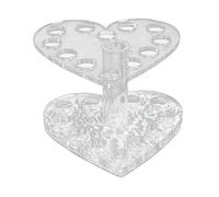 Homoyoyo Supporto per Penna per Unghie a Forma di Cuore in Cristallo Trasparente Base Argento, Porta Pennelli Gel UV e Smalto, Comodo per Decorazioni Unghie in Salone e Casa