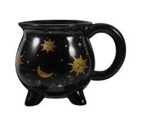 Homoyoyo Tazza da Caffè in Ceramica Nera Manico Comodo e Bocca Larga, Design Unico a Calderone da Strega per Halloween, per Casa e Ufficio