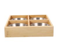 Homoyoyo Vassoio Divisorio in Legno con Scomparti e Ciotola in Acciaio Resistente Piatto Porta Condimenti per Hotpot Barbecue Feste e Cucina Professionale o Casalinga