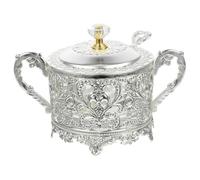 Homoyoyo Zuccheriera d'argento antico con coperchio e cucchiaio, elegante contenitore per spezie per il tuo bar da caffè - perfetto per - spezie e dolci in stile vintage