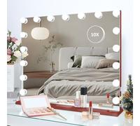 HOMPEN Grande specchio da trucco Hollywood con luci, specchio da trucco illuminato con 17 lampadine dimmerabili, supporto da tavolo o montaggio a parete, grande specchio cosmetico con 3 luci colorate