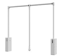 HOMPLEMENT - Appendiabiti saliscendi per Armadio - Regolabile - Portata 15 kg - in Acciaio - Montaggio Semplificato - Bloccaggio e Risalita Assistita - Ammortizzato Soft (Vano 62-86cm - Grigio)