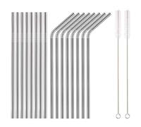 HOMQUEN Cannucce in acciaio inox 18 pezzi, cannucce riutilizzabili da 8,5 pollici, con custodia portatile (8 diritte / 8 piegate / 2 spazzole)