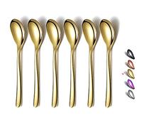 HOMQUEN Cucchiaini da Caffè Demitasse Dorati, Mini Cucchiaini da Caffè da 14 Cm, Piccoli Cucchiai in Acciaio Inossidabile, Cucchiaini da Tè Per Dessert, Set Da 6, Lavabili in Lavastoviglie