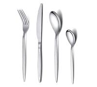 HOMQUEN Set di Posate per Posate in Argento da 24 Pezzi, Set di Utensili in Acciaio Inossidabile per 6, Finitura a Specchio, Lavabile in Lavastoviglie (Argento)