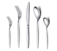 HOMQUEN Set di Posate per Posate in Argento da 30 Pezzi, Set di Utensili in Acciaio Inossidabile per 6, Finitura a Specchio, Lavabile in Lavastoviglie (Argento)