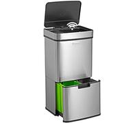 Homra® Cestino Spazzatura Nexo con Sensore - Secchio Spazzatura con Coperchio in Acciaio Inossidabile - Pattumiera Automatica con 3 Scomparti + 1 - Cestino Spazzatura Cucina - Cestino Smart