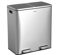 Homra Pattumiera Differenziata Blinq 2x15 Litri | Cestino Doppio Raccolta Differenziata 30 Litri | Chiusura Ammortizzata | 2 Secchi Amovibili | Bidone Cucina per il Riciclaggio | Acciaio Inox