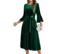 HomRain, Abito elegante da donna con maniche a 3/4, formale, di classe, per l'autunno e l'inverno, per cocktail, Natale, chiesa, lavoro, M