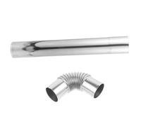 HOMSFOU 1 Set Tubo Di Scarico in Acciaio Inossidabile Ventilazione Sfogo Tubo Dritto Di Scarico Fumi Adattatore a Gomito Metallo Dritto Connettore a Gomito Del Tubo