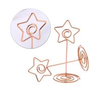 HOMSFOU 10 Pezzi Clip per Biglietti Stella Cinque Punte Metallo Rosa Supporti per Tavolo e Foto per Matrimonio Festa e Ufficio