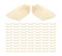 HOMSFOU 100 Pezzi Barchetta in Legno per Sushi e Dolci Monouso | Tonalità Naturale Khaki, Adatta a Ristoranti e Locande, Design in Legno, per Sushi e Dessert