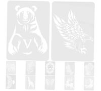 HOMSFOU 12 Pezzi Modello di Disegno Animale stampini per Artigianato riutilizzabili Stencil Animali Modelli Numero Stencil riutilizzabili per la Pittura Modello di Pittura murale plastica