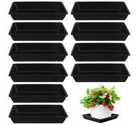 HOMSFOU 12 Vassoi per Vasi da Fiori Quadrati in Plastica Nera, Basi di Contenimento Acqua per Piante da Giardino e Interni, Piatti Protettivi per Bonsai e Fioriere da Balcone