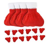 HOMSFOU 16 calzini natalizi per gambe delle sedie, antiscivolo, per sedie da pranzo e tavoli, lavabili in lavatrice, colore rosso, con vestibilità elastica, per la casa