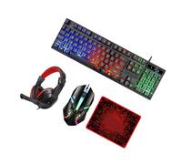 HOMSFOU 1set Tastiera Retroilluminata e Mouse Gaming Cuffie Gaming Ergonomici Illuminazione Colori Design Per Esperienze Ottimali