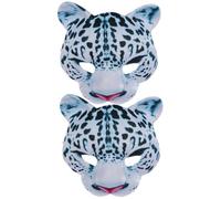 HOMSFOU 2 Pezzi Maschera da Halloween a Mezza Faccia in Eva a Forma di Leopardo delle Nevi, Leggera e Realistica, per Cosplay e Feste di Compleanno