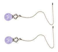 HOMSFOU 2 Pezzi Pull Chain Pendant For Ceiling Fan Switch Crystal Ball Extender With Antique Finish Decorative Ice Crack Glass Charm For Fan Light Lamp