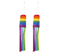 HOMSFOU 2 Pezzi Set di Maniche a Vento Arcobaleno in Poliestere Leggero per Giardino e Cancello, Decorazione da Esterno Che Vola la Brezza, per Feste e Eventi Pride