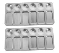 HOMSFOU 2 Pezzi Tavolozza per Dipingere in Acciaio Inox a 12 Scomparti | Riutilizzabile, Resistente alla Corrosione, per Acquerelli e Medium, Uso Manuale, Arte e Aula
