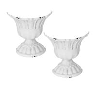 HOMSFOU 2 Pezzi Vaso da Parete in Ferro Mezza Urna Bianco Rustico Resistente alla Ruggine per Piante e Fiori Secchi Decorazione Artistica per Casa e Quadri ad Olio