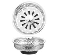 HOMSFOU 2 Set Copripiletta in Acciaio Inox Buco All'aperto Tocca Il Filtro Drenare Catena Adesivo Per Scarico Doccia Con Filtro Per Tappo Acciaio Inossidabile Silver 2 Pezzi * 2