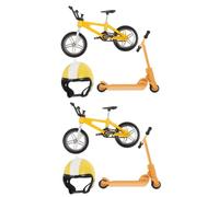 HOMSFOU 2 Set Modello di Casa delle Bambole Casa di Bambole Bambola Mini Scooter Decorazione della Bici della Casa delle Bambole Modello di Bici Simulato sul Desktop Giallo Plastica
