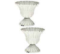 HOMSFOU 2 vasi per fiori e vecchi, a forma di calice, con fiori secchi, decorazioni verdi, antiche, vasi per urna e fiori compatti