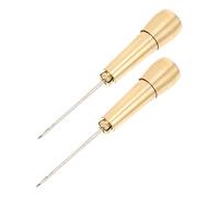 HOMSFOU 2pezzi Pz Punteruolo Cucito Scarpe Manico in Rame Strumenti Compatti per Riparazione Scarpe e Lavori in Pelle Ago Durevole Antiruggine per Artigiani e Hobbisti