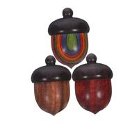 HOMSFOU 3 Pezzi Wooden Acorn Essential Oil Storage Box With Sealed Compact Design Pendant Organizer For DIY Jewelry Crafts And Travel Use