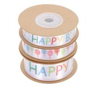 HOMSFOU 3 Rotoli Nastro Birthday in Poliestere, Lettere e Palloncini per | Stile Diy, per Decorazioni e Fiocchi, Atmosfera Festa, Uso su Bottiglie