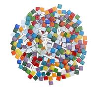 HOMSFOU 360 pezzi Piastrelle Mosaico Vetro Cristallo Circa Colorate Resistenti all e Antigraffio per Fai da Te Creativo Artigianato Decorazioni Casa