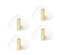 HOMSFOU 4 Pezzi Ganci Adesivi a Forma di Nuvola in Abs senza Fori per Borse e Cappelli, Resistente Capacità di Carico, per Cucina e Bagno, Colore Bianco