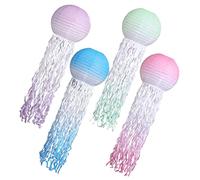 HOMSFOU 4 Pezzi Lanterna Carta Jellyfish per Feste Compleanno Design Sirena e Frange Colorate Blu Rosa Verde Decorazioni per Matrimoni e Feste