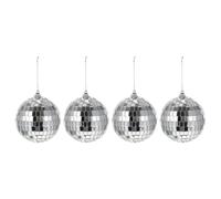 HOMSFOU 4 Pezzi Palla da Discoteca in Vetro Argento Riflessi Luminosi, Decorazione a Sfera per Feste a Tema e Compleanni, Design Classico per Tavoli e Performance