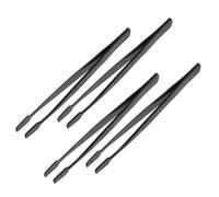 HOMSFOU 4 Pezzi Pinzette per Francobolli Punta Dritta in Acciaio Inossidabile Nero Strumenti di Precisione per Filatelia e Modellismo Protezione Antigraffio per Carte Delicate e Monete