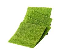 HOMSFOU 4 Pezzi Tappeto Prato Sintetico da Esterno in Plastica Verde Decorativo Miniatura Realistica per Mini Paesaggi e Decorazioni a Tema