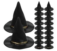 HOMSFOU 48 Pezzi Mini Cappello da Strega Nero in Plastica per Decorazioni Halloween Cake Topper e Decorazione per Casa delle Bambole, Design Semplice e Divertente