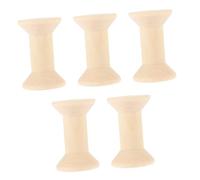 HOMSFOU 5 Pezzi Bobina Craft Materiale per lavoretti Vestiti Bobine Filo per Macchina da Cucire spolette per Macchina da Cucire rocchetti di Filo di Legno Fornitura di Cucito Light Brown