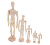 HOMSFOU 5 Pezzi Manichino Articolato in Legno con Supporto Figure Umani Snodabili per Pittura e Studio Anatomico Modelli Versatili per Artisti e Decorazione Scrivania