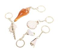 HOMSFOU 5 Pezzi Portachiavi In Conchiglia Portachiavi Pon Pon Orecchini In Conchiglia D'Oro Sfusi Portachiavi Kit Forniture Per La Creazione Di Collana Di Conchiglie Puka Da Uomo