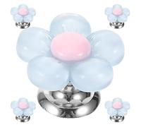 HOMSFOU 5 Pezzi Pulsanti per Cassetta Wc a Forma di Fiore Blu, Accessori di Ricambio per Scarico Water, Maniglie di Pressione Compatibili per Bagno, Funzionamento Silenzioso e Facile