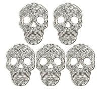 HOMSFOU 5 Toppe Termoadesive A Forma di Teschio con Strass Toppe Decorative da Cucire per Vestiti Toppe Posteriori Ricamate Fai da Te Resina Nera 3 30 X 2 32
