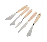 HOMSFOU 5pezzi Spatole Per Pittura Acrilica e Olio Raschietti Multiforme in Inossidabile Antiruggine Con Manico in Legno Ergonomico Utensili Per Miscelazione Colori e Tecniche Artistiche