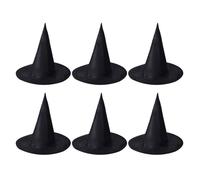 HOMSFOU 6 Pezzi Cappello da Strega per Halloween Oxford Nero Resistente e Classico, Cappello a Cono per Feste e Cosplay, Accessorio per Party e Travestimenti