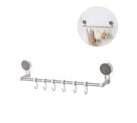 HOMSFOU 6 pezzi Portasciugamani Acciaio Inox senza Foratura con Ventosa Mensola Appendibile con Ganci Organizer per Asciugamani e Utensili e Bagno Montaggio Facile Danni Alle