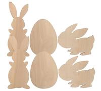 HOMSFOU 6 pezzi Ritagli Legno per Coniglietti e Uova Legno Non Finiti per Decorazioni Fai da Te e Attività Creative