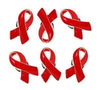 HOMSFOU 6 Pezzi Spille Nastro Rosso in Lega di Zinco Supporto per Prevenzione Facile da Indossare e Dettagli Delicati per Sensibilizzazione e Lotta