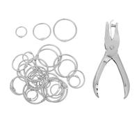HOMSFOU Anelli per Raccoglitori ad Anelli in Metallo 15mm+25mm+35mm Set da 30 Pezzi con Perforatrice Singola per Etichette e Documenti Ufficio Scuola Casa