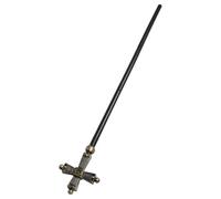 HOMSFOU Bastone della Croce Papale 114 Cm Argento Spazzolato, Accessorio per Costume Religioso da Sacerdote e Clero, Oggetto di Scena per Cosplay Halloween e Feste per Adulti